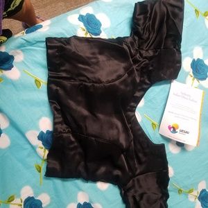 Black satin blouse for saree